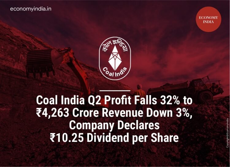 Coal India Q2 Profit Falls 32% to ₹4,263 Crore; Revenue Down 3%, Company Declares ₹10.25 Dividend per Share