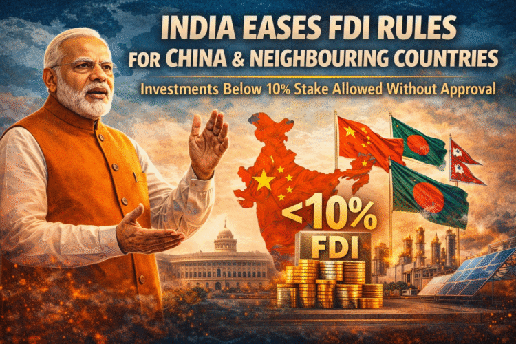 India Eases FDI Rules for Neighbouring Countries Including China; Investments Below 10% Stake Allowed Without Approval