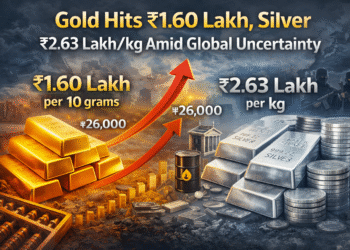 Gold Near ₹1.60 Lakh, Silver at ₹2.63 Lakh per kg Amid Global Uncertainty