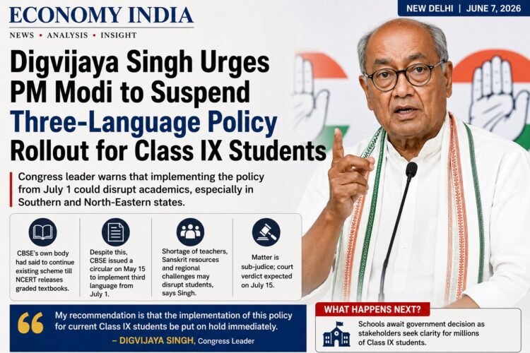 Digvijaya Singh Urges PM Modi to Put CBSE Three-Language Policy on Hold