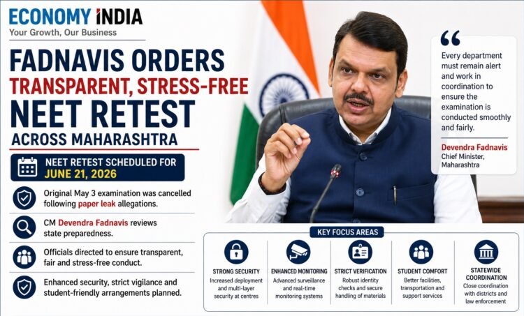 Fadnavis Directs Officials to Ensure Transparent and Stress-Free NEET Retest Across Maharashtra