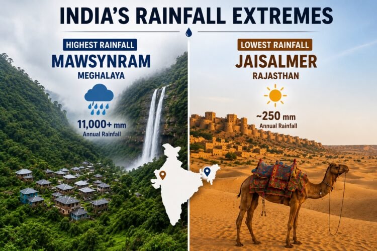 India's Highest and Lowest Rainfall Regions: Impact on Agriculture, Water Resources, and the Economy 1 India's Highest and Lowest Rainfall Regions