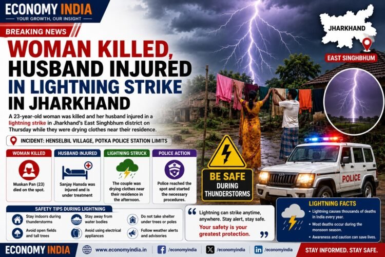 Lightning Strike Tragedy in Jharkhand: Young Woman Killed, Husband Injured in East Singhbhum 1 Lightning Strike Tragedy in Jharkhand: Young Woman Killed, Husband Injured in East Singhbhum
