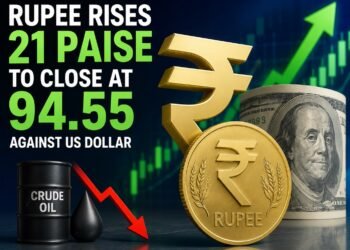 Rupee Rises 21 Paise to 94.55 Against US Dollar on Falling Crude Oil Prices