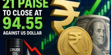 Rupee Rises 21 Paise to 94.55 Against US Dollar on Falling Crude Oil Prices