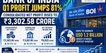 Bank of India Q1 Profit Jumps 81% to ₹3,302.58 Crore; Targets USD 1.2 Billion Through FCNR(B) Deposits