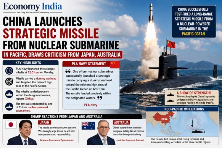 China Tests Strategic Missile from Nuclear Submarine in Pacific, Draws Criticism from Japan and Australia