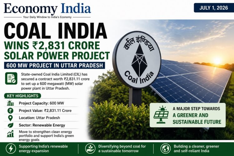 Coal India Wins ₹2,831 Crore Contract for 600 MW Solar Power Project in Uttar Pradesh