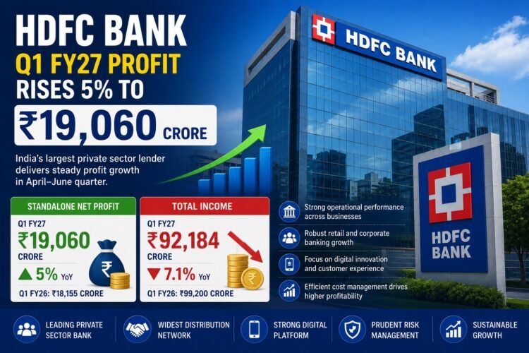 HDFC Bank Q1 FY27 Profit Rises 5% to ₹19,060 Crore Despite Decline in Total Income 1 HDFC Bank Q1 FY27 Profit Rises 5% to ₹19,060 Crore Despite Decline in Total Income