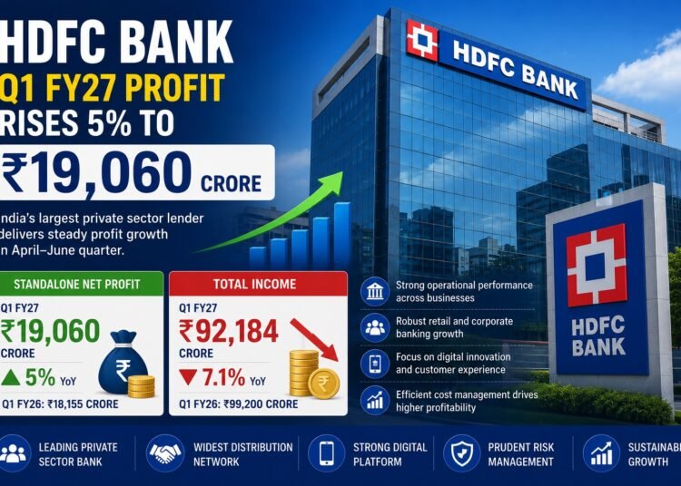 HDFC Bank Q1 FY27 Profit Rises 5% to ₹19,060 Crore Despite Decline in Total Income