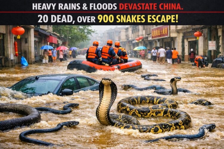 Heavy Rain and Floods Devastate China: 20 Dead, Over 900 Snakes Escape from Breeding Farm 1 Heavy Rain and Floods Devastate China 20 Dead, Over 900 Snakes Escape