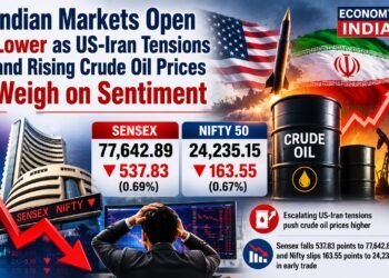 Indian Stock Markets Open Lower as US-Iran Tensions and Rising Crude Oil Prices Weigh on Sentiment 5 Indian Stock Markets Open Lower as US-Iran Tensions and Rising Crude Oil Prices Weigh on Sentiment