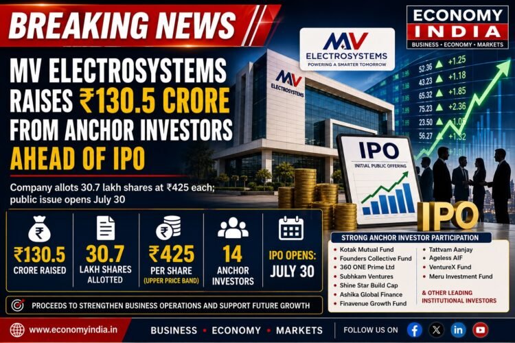 MV Electrosystems Raises ₹130.5 Crore from Anchor Investors Ahead of IPO 1 MV Electrosystems Raises ₹130.5 Crore from Anchor Investors Ahead of IPO