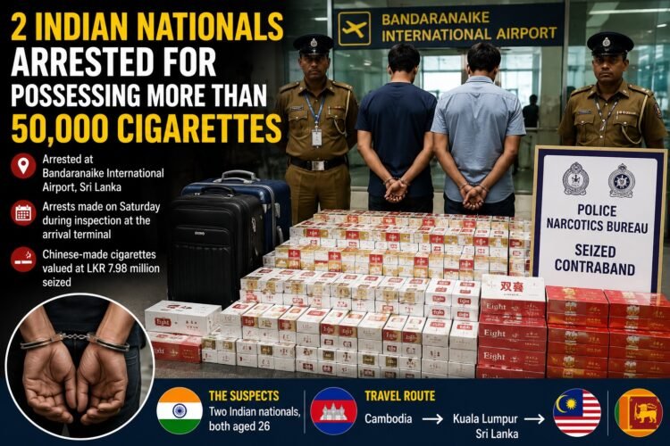 Two Indian Nationals Arrested in Sri Lanka with Smuggled Cigarettes Worth LKR 7.98 Million 1 Two Indian Nationals Arrested in Sri Lanka with Smuggled Cigarettes Worth LKR 7.98 Million