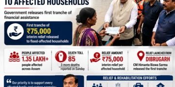 Assam Begins ₹75,000 Interim Relief for Flood-Hit Families as Death Toll Reaches 85