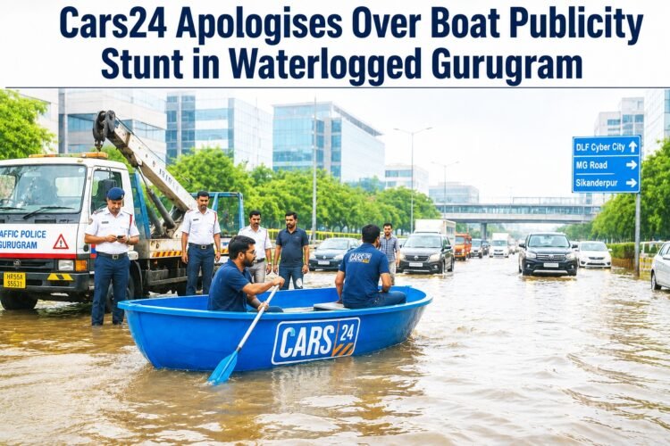 Cars24 Apologises Over Boat Publicity Stunt in Waterlogged Gurugram 1 Cars24 Apologises Over Boat