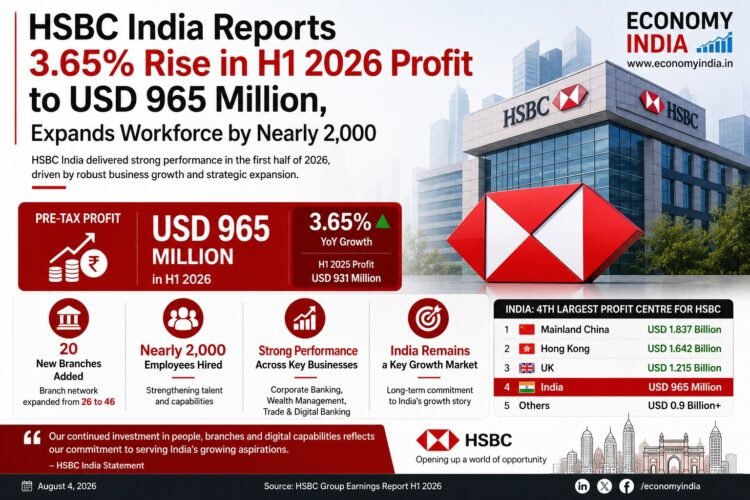 HSBC India Reports 3.65% Rise in H1 2026 Profit to USD 965 Million, Expands Workforce by Nearly 2,000