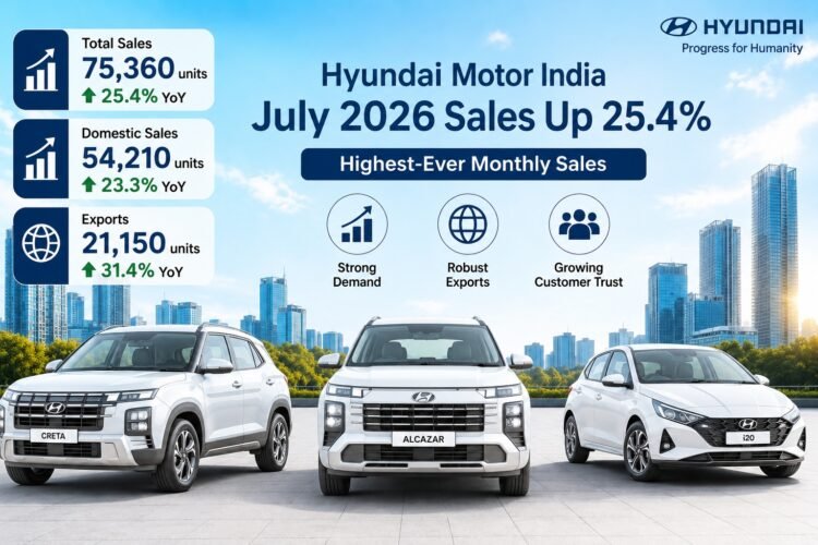 Hyundai Motor India Records Highest-Ever Monthly Sales in July 2026, Up 25.4% 1 Hyundai Motor India Reports Record July Sales