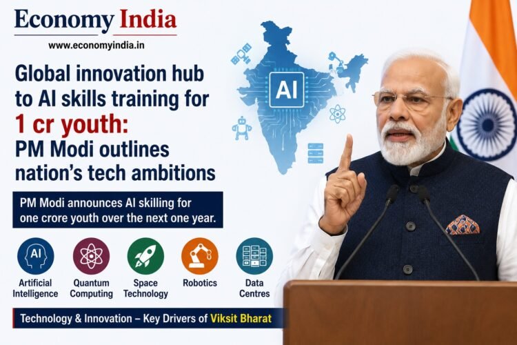 PM Modi Outlines India’s Tech Ambitions, Announces AI Skills Training for 1 Crore Youth
