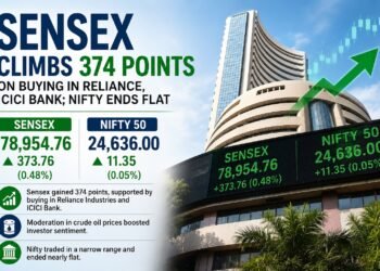 Sensex Climbs 374 Points