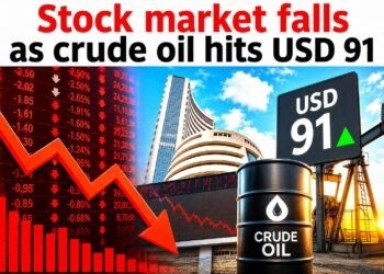 Stock market falls as crude oil hits USD 91