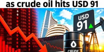 Stock market falls as crude oil hits USD 91