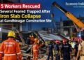 5 Workers Rescued, Several Feared Trapped After Iron Slab Collapse at Gandhinagar Construction Site