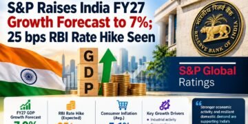 S&P Raises India FY27 GDP Growth Forecast to 7%, Sees 25 bps RBI Rate Hike