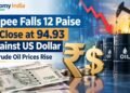 Rupee Falls 12 Paise to Close at 94.93 Against US Dollar as Crude Oil Prices Rise